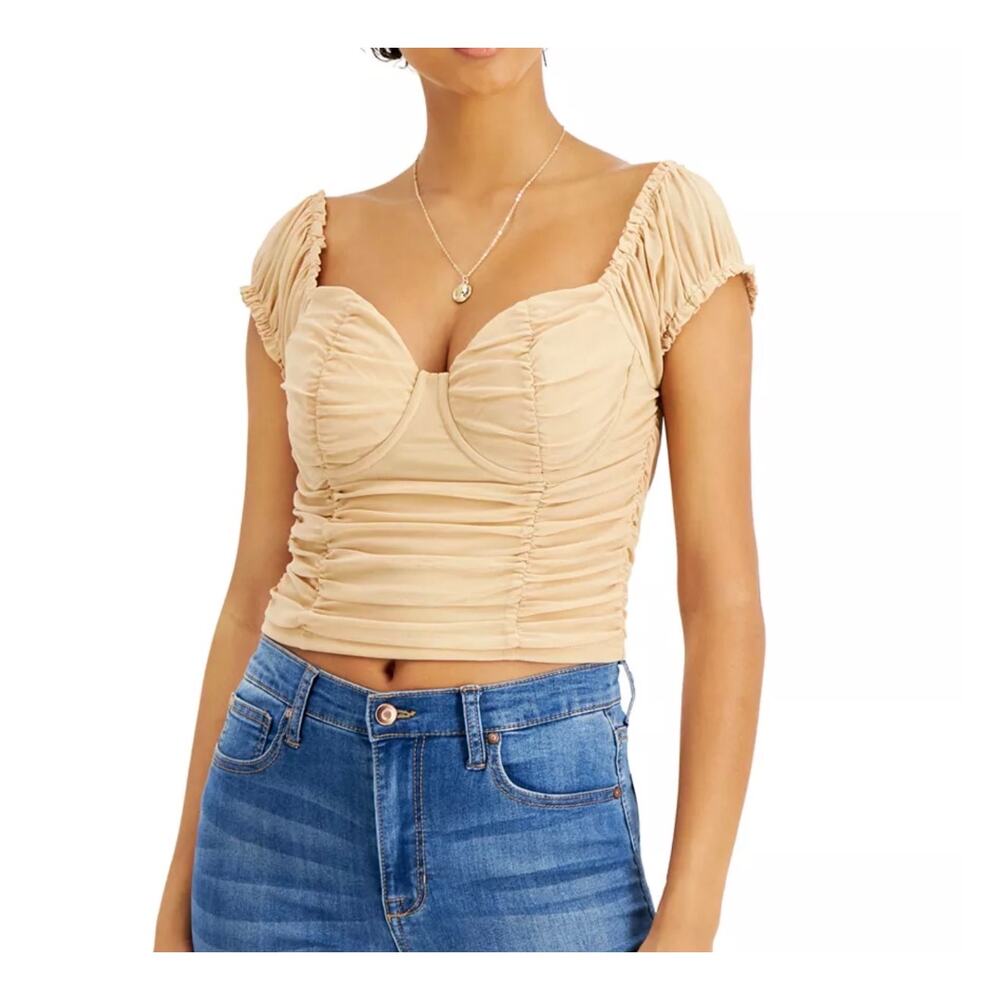 Just Polly
Juniors' Ruched-Front Sweetheart-Neck Top